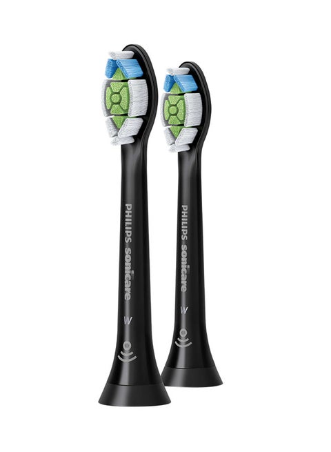 W2 Optimal White Standard Sonic Toothbrush Heads With 2 Year Warranty Medium  Black