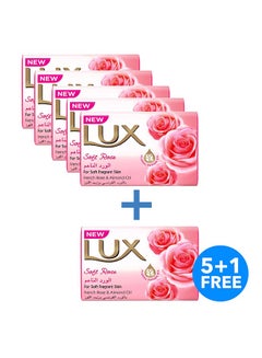 Soft Rose Soap Bar - French Rose And Almond Oil Extract Pack of 5 + 1 Free 6 x 170grams