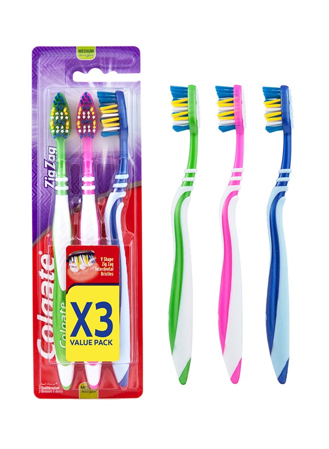Colgate 3-Piece Zigzag Toothbrush Multicolour M | Best Price UAE ...