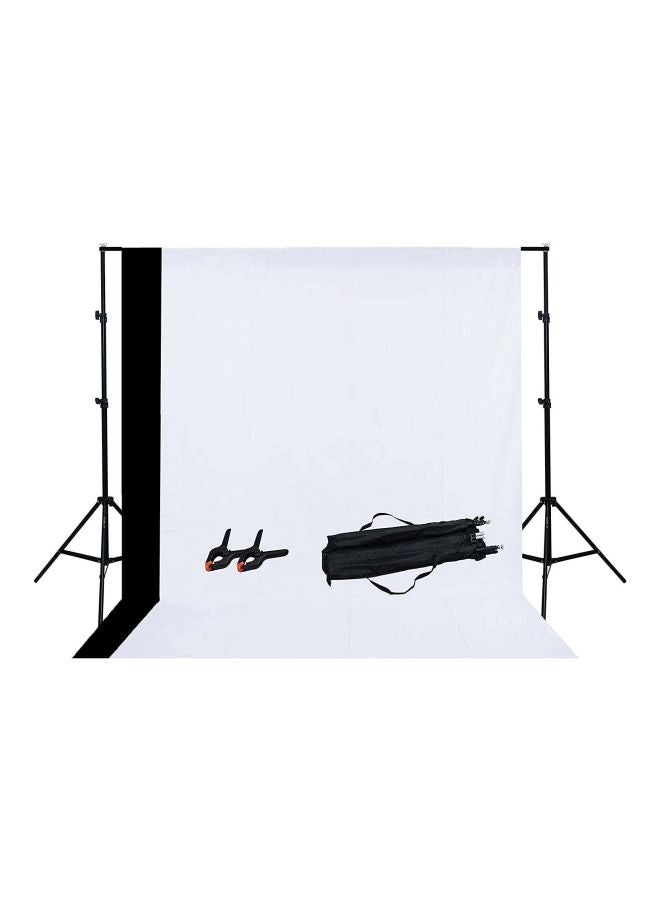 Coopic Background Stand With Clamp And Backdrop Kit Black/White - Image 1