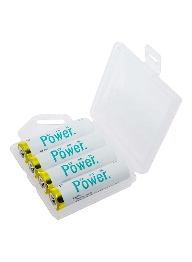 DMK Power - 4-Piece Rechargeable NiMH Low Self Discharge AA Battery White - Image 1