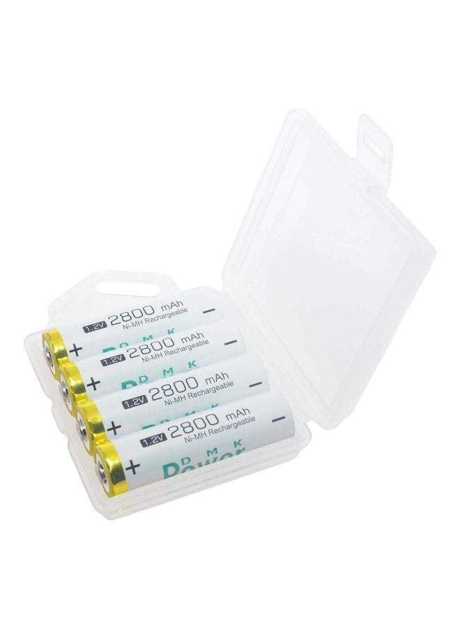 DMK Power - 4-Piece Rechargeable NiMH Low Self Discharge AA Battery White - Image 1