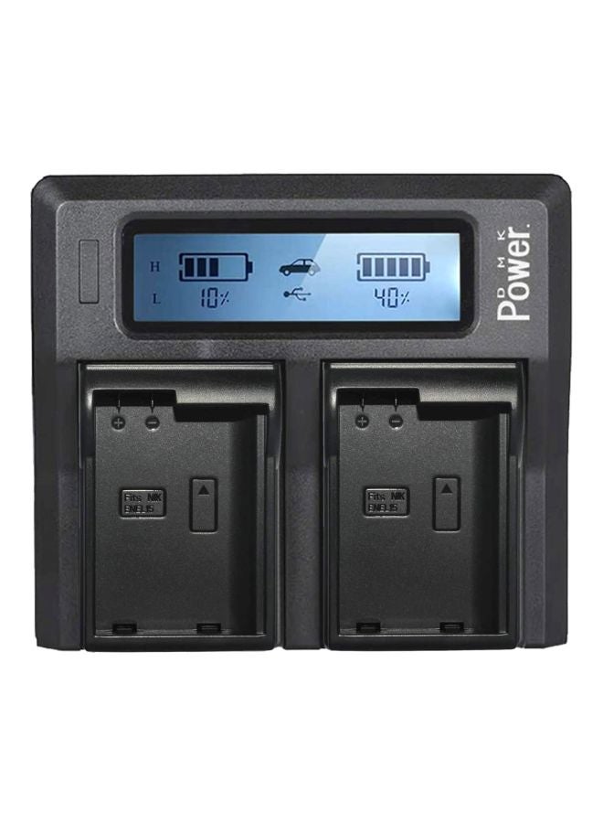 دي أم كيه باور شاحن بطارية رقمي مزدوج مع شاشة LCD لكاميرات نيكون أسود - Image 1