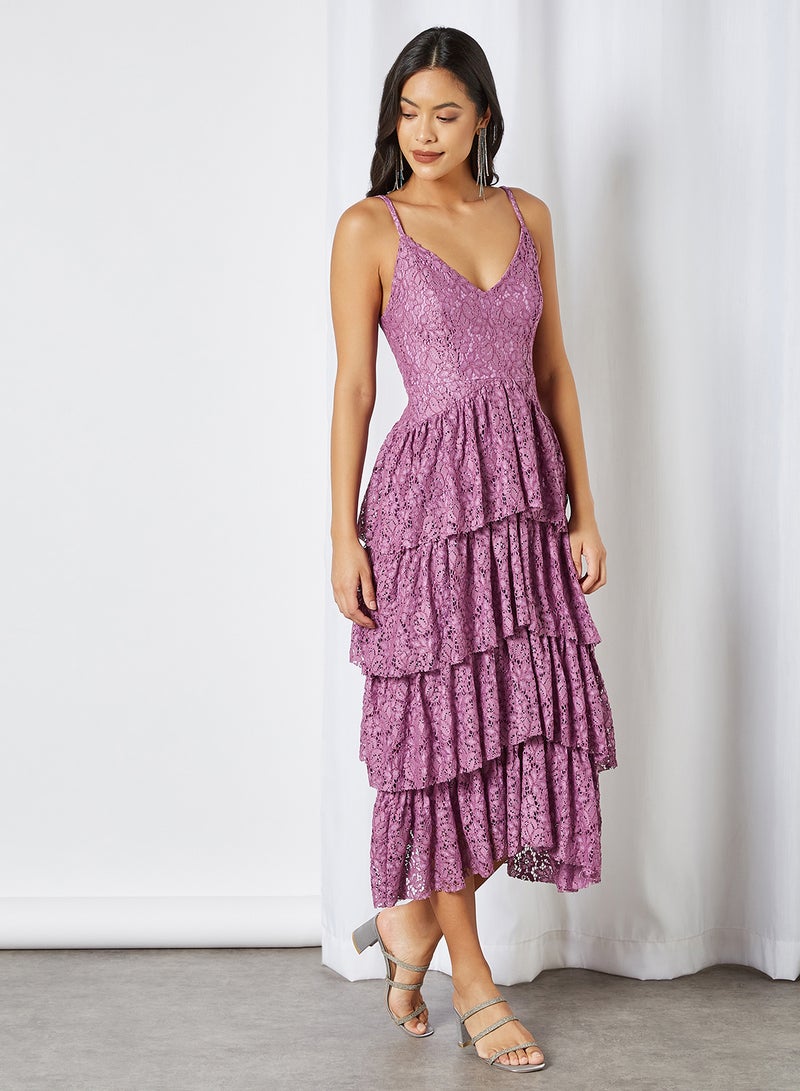 trendyol - Layered Lace Dress Lila - Image 1