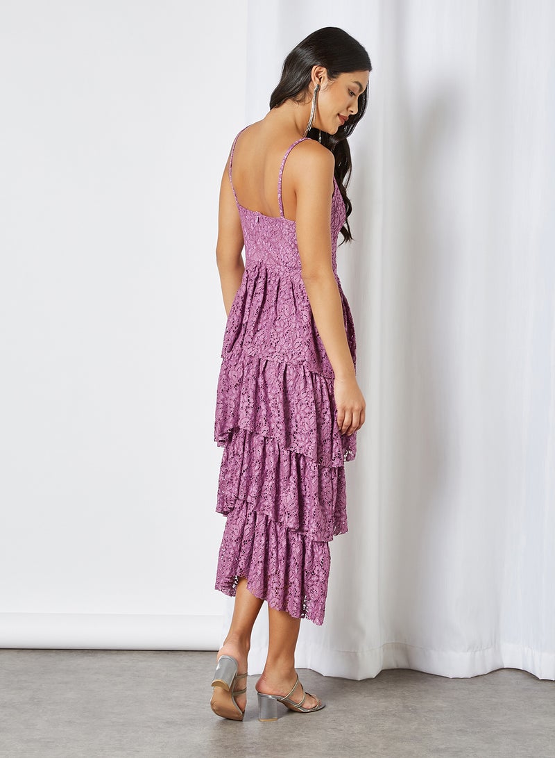 trendyol - Layered Lace Dress Lila - Image 1