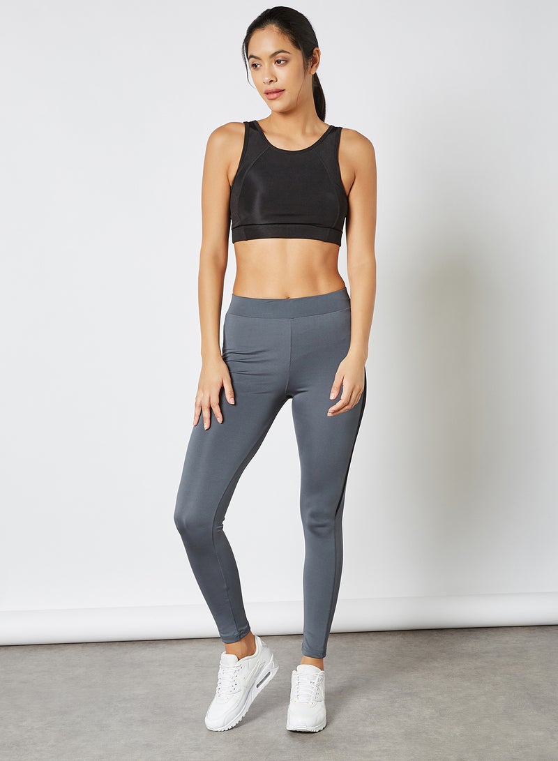 trendyol - Contrast Panel Leggings Anthracite - Image 1