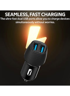 Universal Compact 3.4A Fast Charging Car Adapter with Smart Output Compatible and Short Circuit Protection For Smartphones, Tablet, All USB Enabled Devices, VolTrip-Duo Black - v1602323999/N38478235A_2