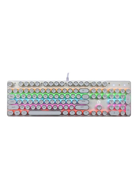 Retro Punk Round Key Wired Keyboard White/Green/Pink