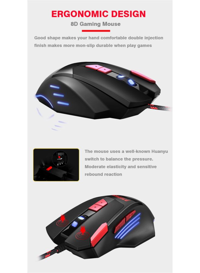 BG USB Wired Gaming Mouse Black/Red/Blue  - Image 4