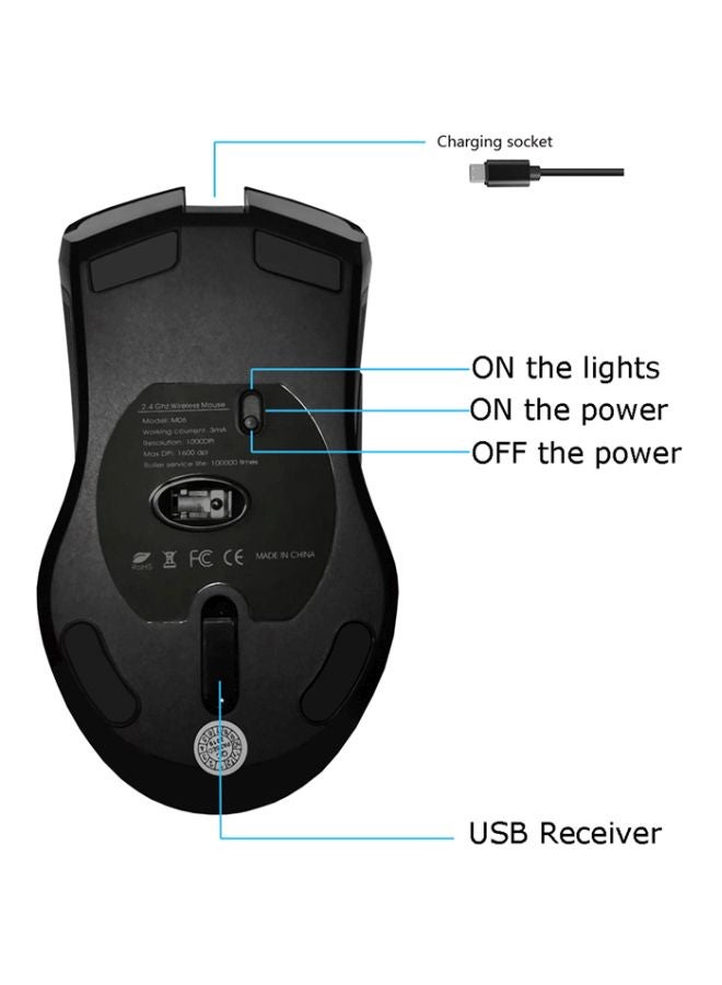 BG 6-Button Wireless Optical Mouse Black/Green - Image 5
