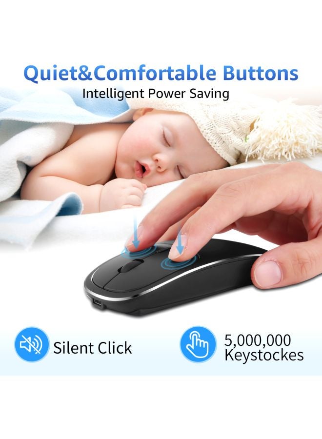 بي جي ماوس ضوئي لاسلكي قابل للشحن أسود/فضي - Image 4