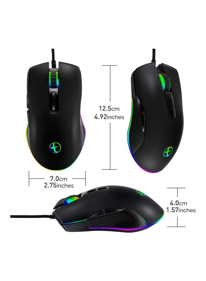 BG Wired Optical Gaming Mouse Black/Blue/Silver  - Image 4