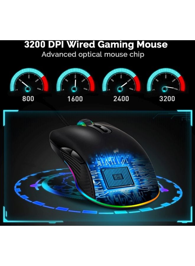 BG Wired Optical Gaming Mouse Black/Blue/Silver  - Image 5