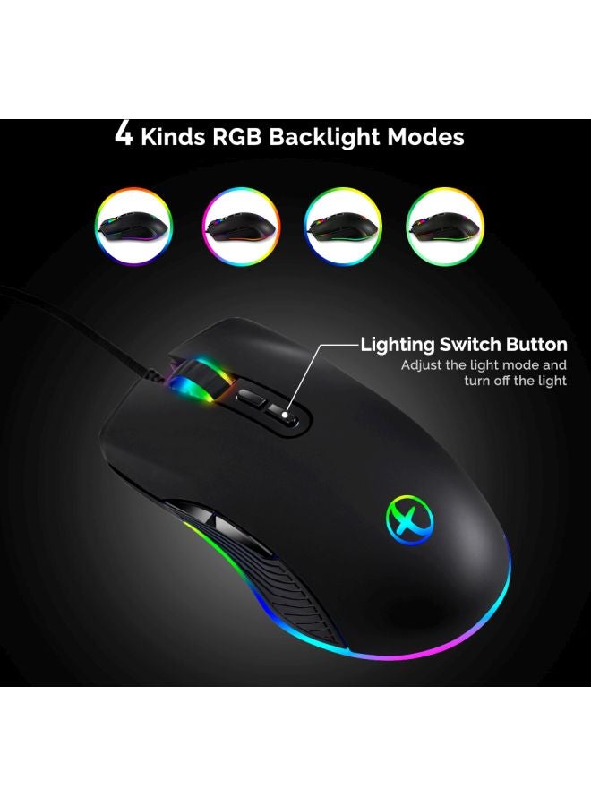 BG Wired Optical Gaming Mouse Black/Blue/Silver  - Image 2