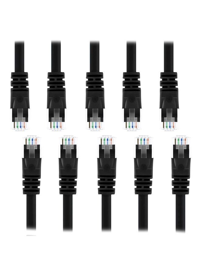 جي مجموعة كابلات توصيل إيثرنت Cat5e مكونة من 10 قطع أسود  - Image 1
