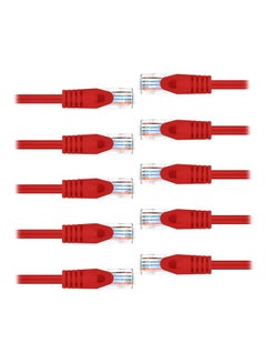 مجموعة كابلات توصيل إيثرنت نوع Cat5e مكوّنة من 10 قطع أحمر