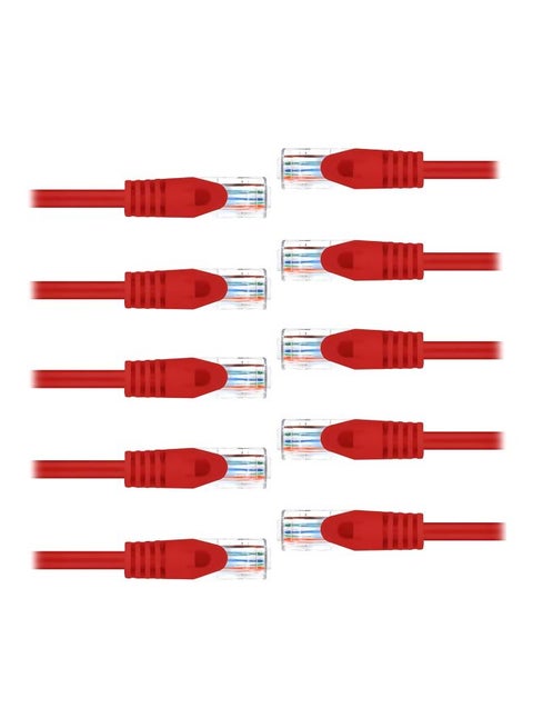 Pack Of 10 Cat5e Ethernet Patch Cable Red