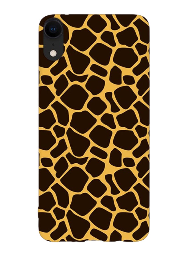 غطاء حماية بطبعة جلد زرافة لهاتف أبل آيفون XR أسود/ أصفر