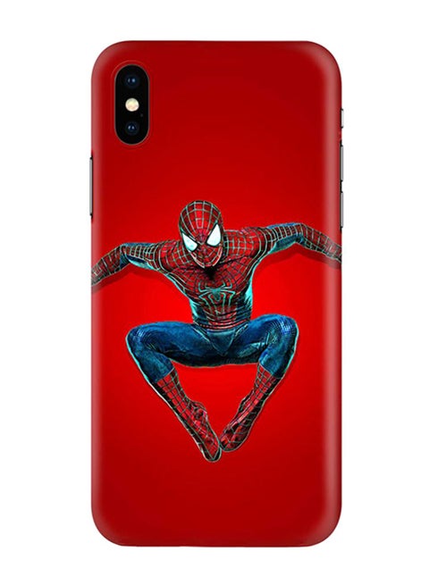 Spider On The Wall Printed Protective Case Cover For Apple iPhone X/XS Red/Blue