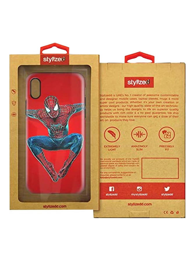 Spider On The Wall Printed Protective Case Cover For Apple iPhone X/XS Red/Blue