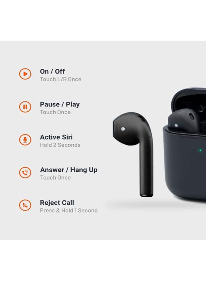 Rock Pow Bluetooth In-Ear Earphones With Mic And Charging Case Black  - Image 3