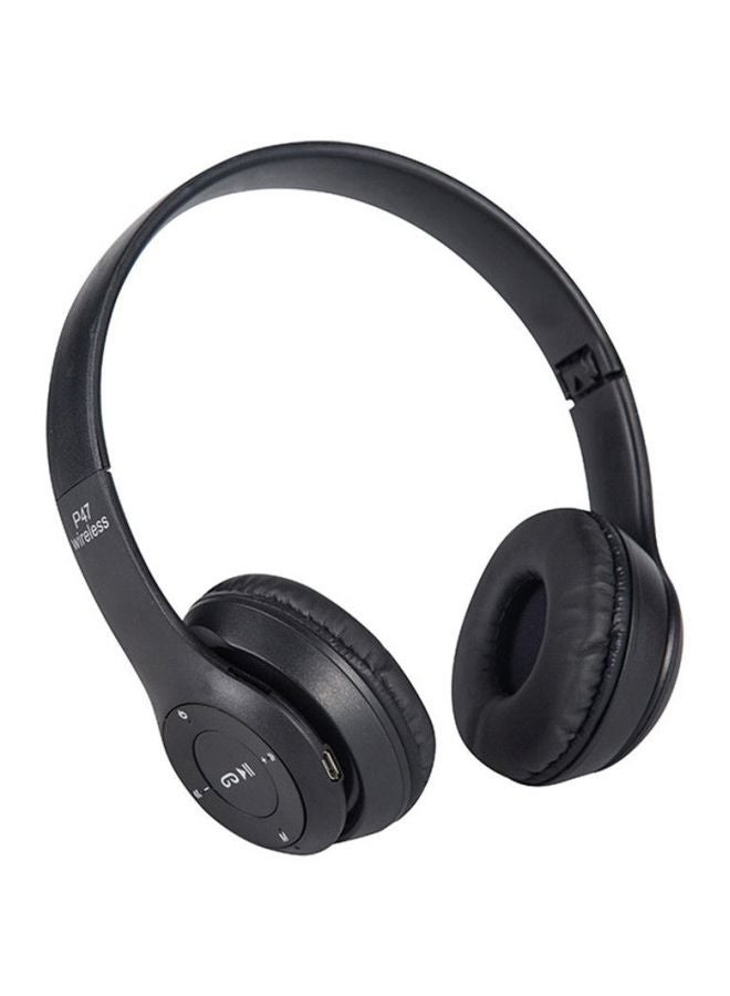 بي جي سمّاعة رأس بلوتوث بتصميم يغطي الأذن من سلسلة P47 أسود - Image 1