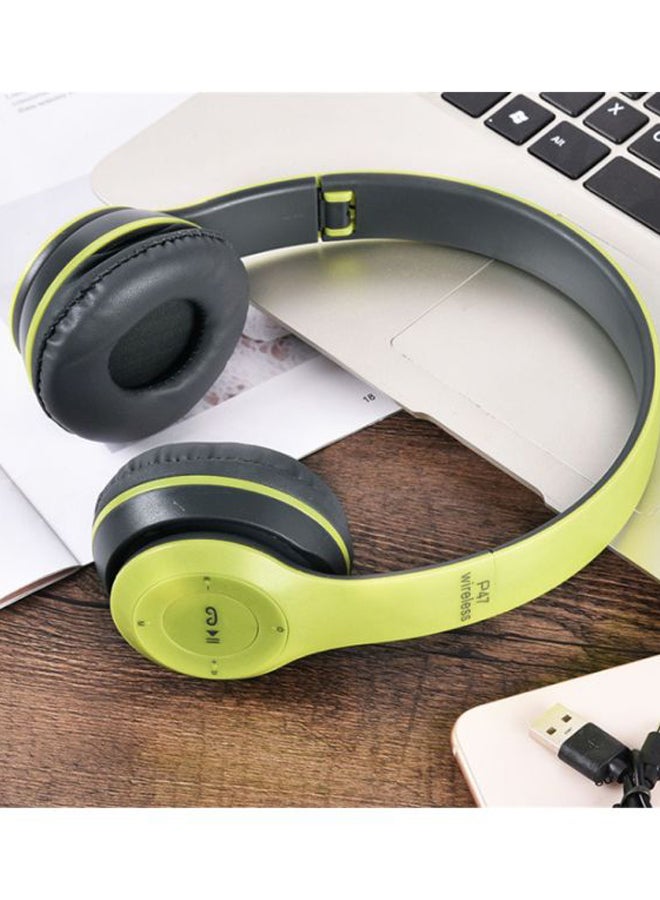 BG P47 Series Bluetooth Over-Ear Headphones Green/Black - Image 2
