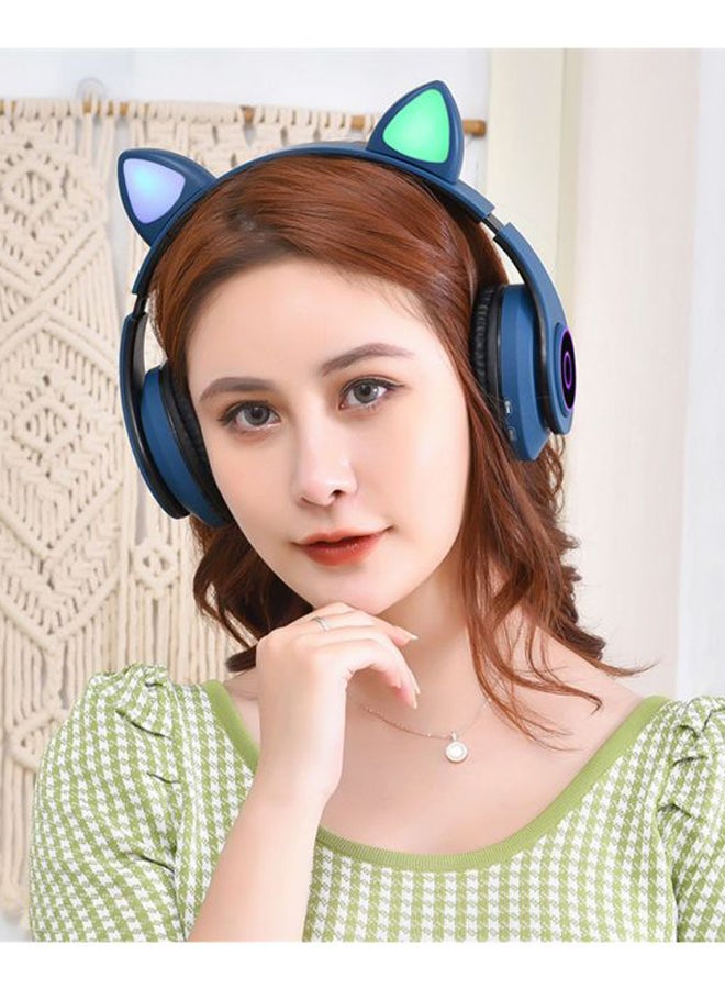 BG - Cat Ear Bluetooth Luminous Headphones Blue/Black - Image 1