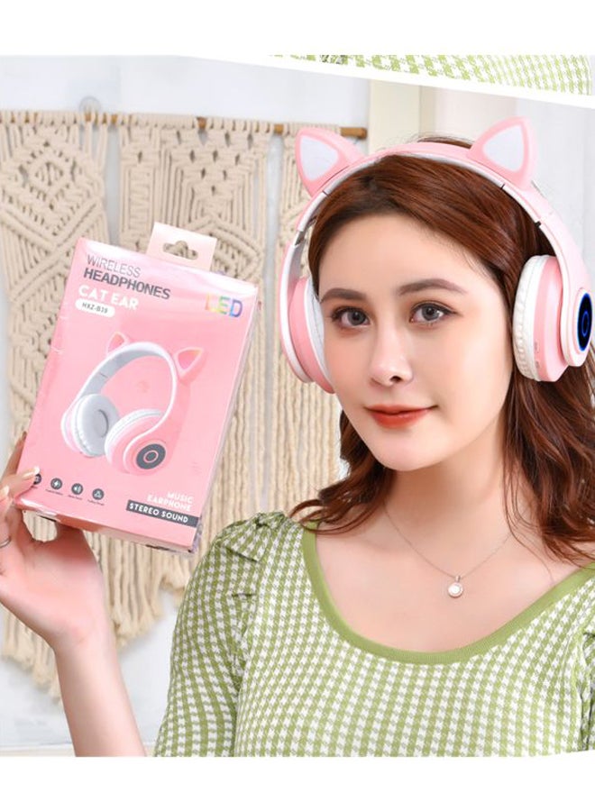 BG - Cat Ear Bluetooth Luminous Headphones Pink/Black/White - Image 1