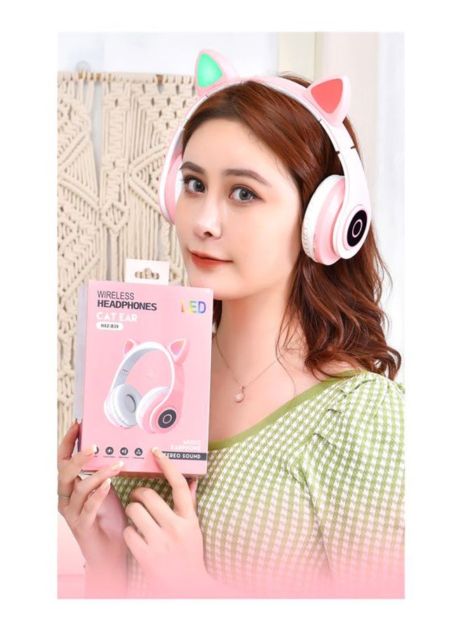 BG - Cat Ear Bluetooth Luminous Headphones Pink/Black/White - Image 1