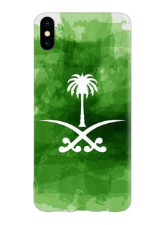 غطاء حماية بطبعة شعار السعودية لهاتف أبل آيفون XS/X أخضر/أبيض