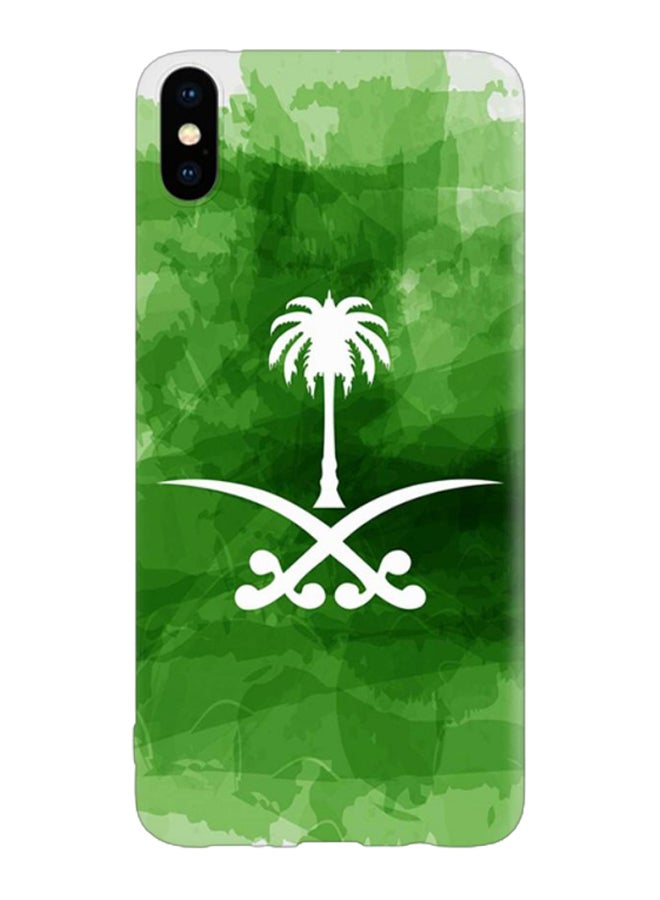 ستايلايزد - غطاء حماية بطبعة شعار السعودية لهاتف أبل آيفون XS/X أخضر/أبيض - Image 1