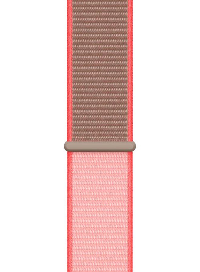 Perfii - Replacement Band For Apple Watch Series 5/4/3/2/1 44/42mm Brown/Neon Pink - Image 1