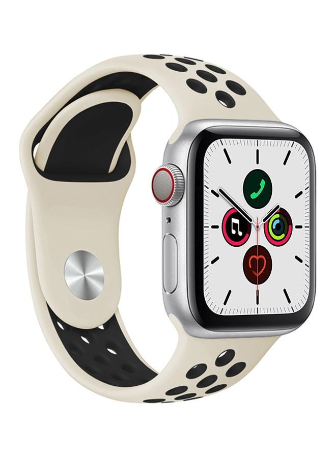 Perfii - Replacement Band For Apple Watch Series 5/4/3/2/1 40/38mm Antique White/Black - Image 1