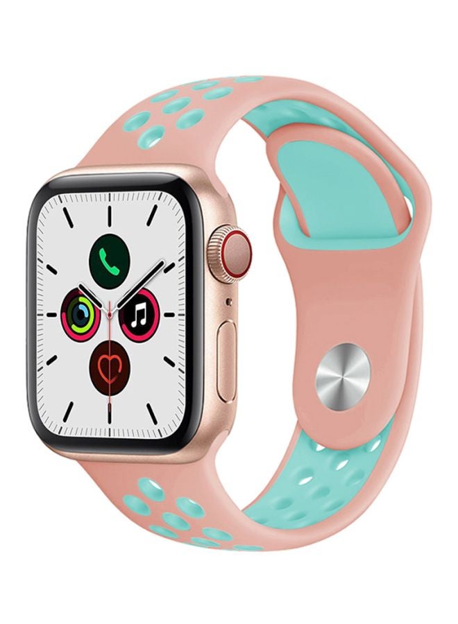 Perfii - Replacement Band For Apple Watch Series 5/4/3/2/1 40/38mm Pink/Mint - Image 1