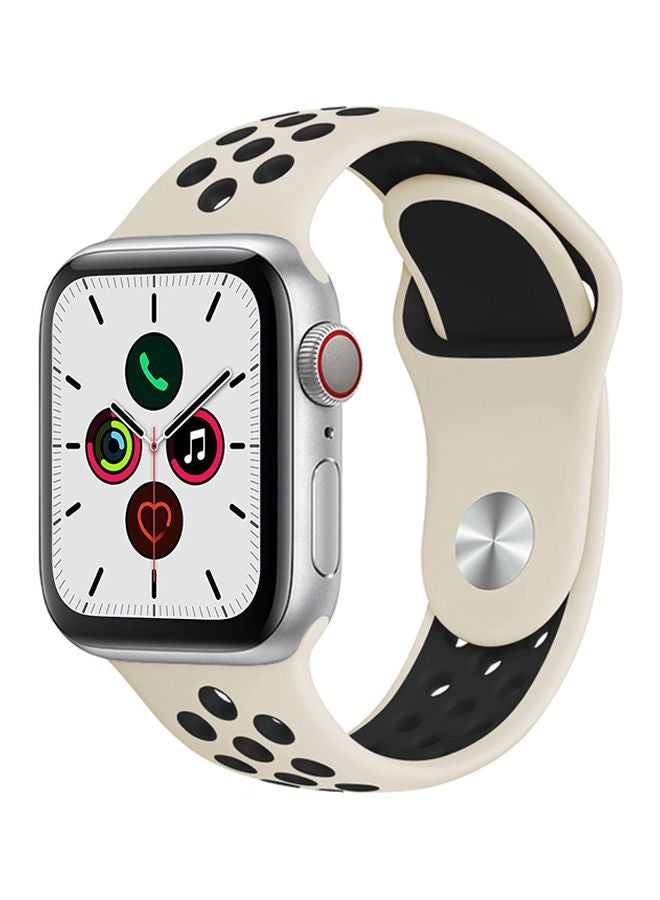 Perfii - Replacement Band For Apple Watch Series 5/4/3/2/1 40/38mm Antique White/Black - Image 1