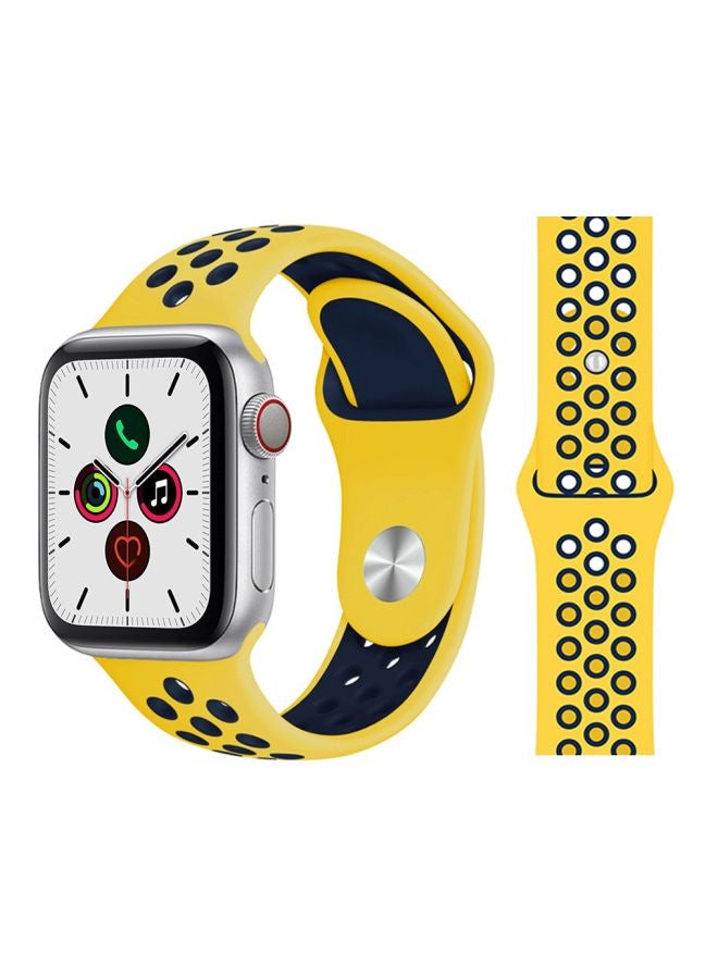 Perfii - Replacement Band For Apple Watch Series 5/4/3/2/1 40/38mm Yellow/Blue - Image 1