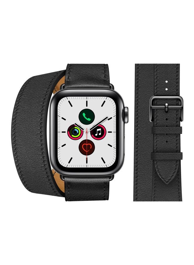 Perfii - Double Tour Replacement Band For Apple Watch Series 5/4/3/2/1 40/38mm Black/Brown - Image 1