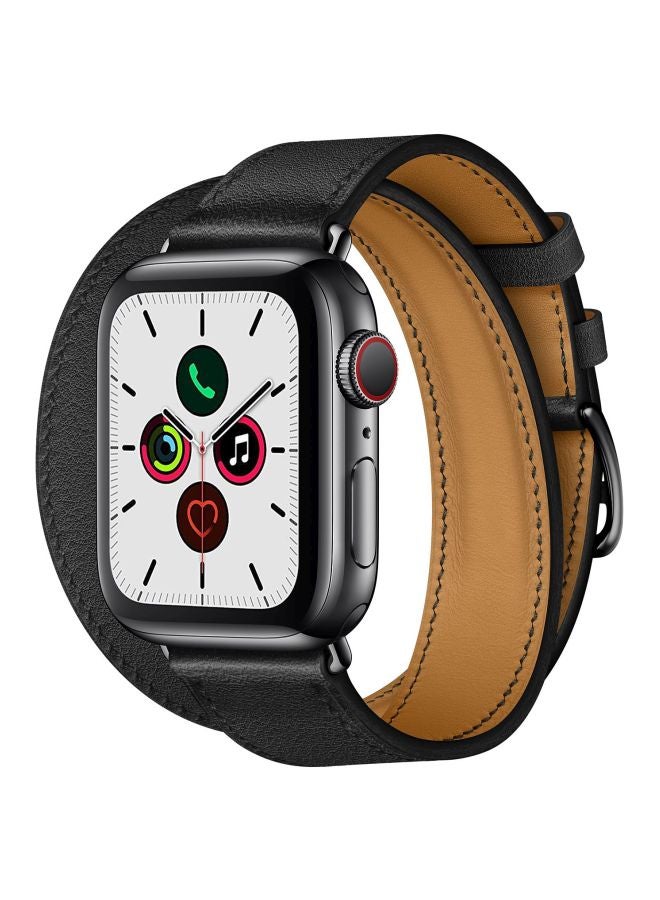 Perfii - Double Tour Replacement Band For Apple Watch Series 5/4/3/2/1 40/38mm Black/Brown - Image 1