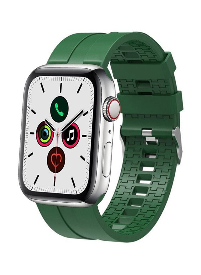 Perfii - Replacement Band For Apple Watch Series 5/4/3/2/1 40/38mm Pine Green/Silver - Image 1