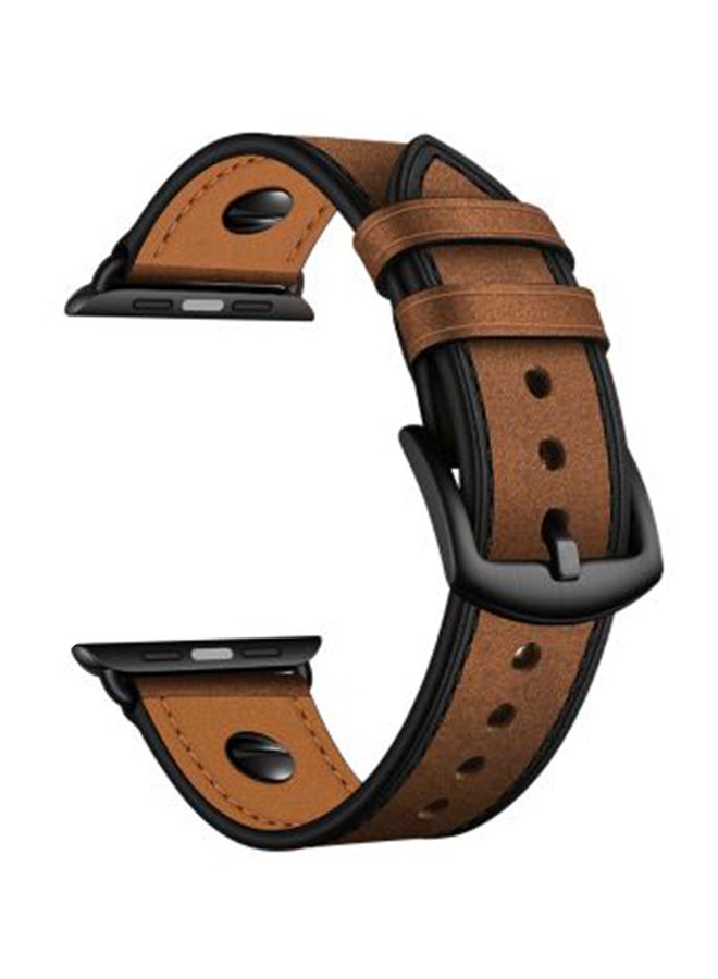 Perfii - One Rivet Replacement Band For Apple Watch Series 5/4/3/2/1 40/38 mm Rough Brown - Image 1