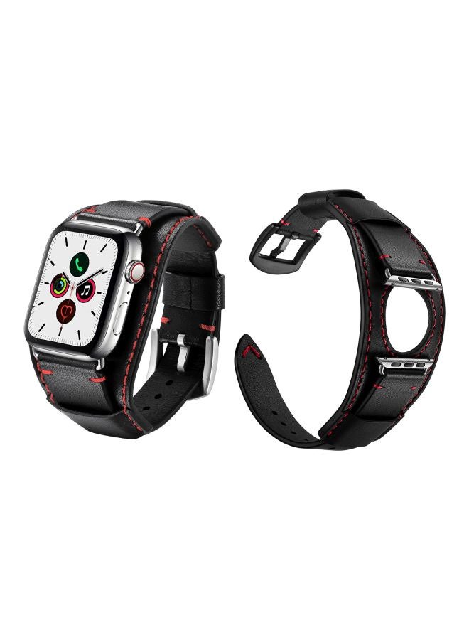 Perfii Replacement Band For Apple Watch Series 5/4/3/2/1 44/42 mm Black/Red - Image 2
