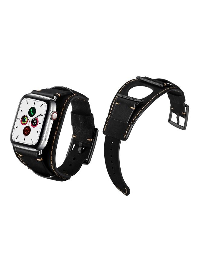 Perfii - Replacement Band For Apple Watch Series 5/4/3/2/1 40/38 mm Double Black - Image 1