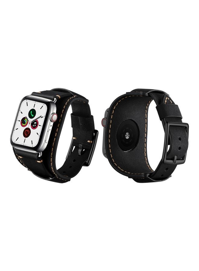 Perfii - Replacement Band For Apple Watch Series 5/4/3/2/1 40/38 mm Double Black - Image 1