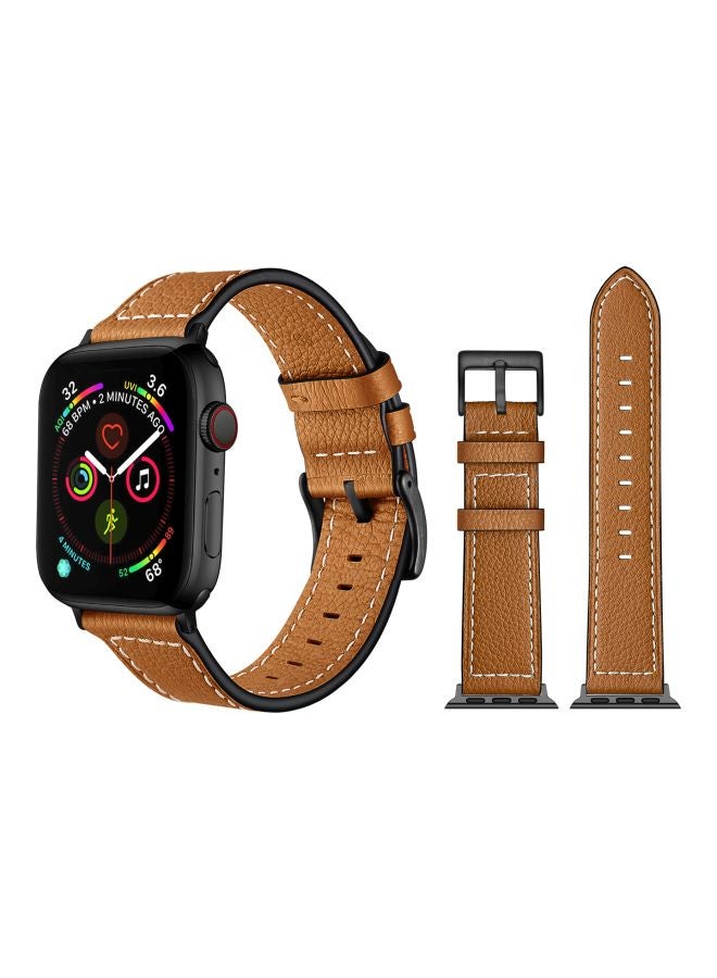 Perfii - Replacement Band For Apple Watch Series 5/4/3/2/1 44/42 mm Camel Brown - Image 1