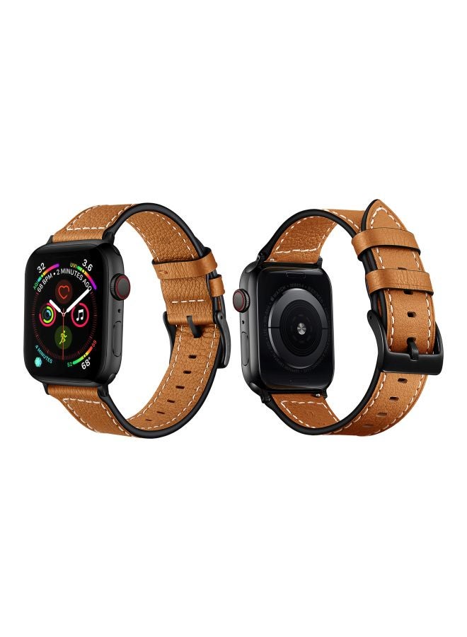 Perfii - Replacement Band For Apple Watch Series 5/4/3/2/1 44/42 mm Camel Brown - Image 1