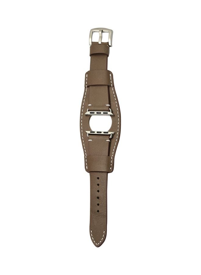 Perfii - Replacement Band For Apple Watch Series 5/4/3/2/1 44/42 mm Light Brown - Image 1