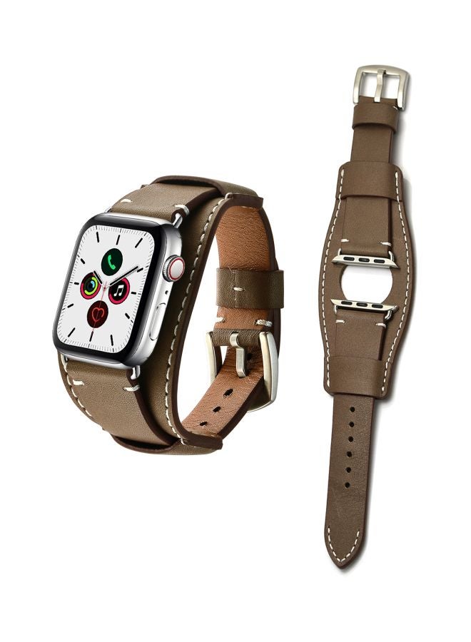 Perfii - Replacement Band For Apple Watch Series 5/4/3/2/1 44/42 mm Light Brown - Image 1