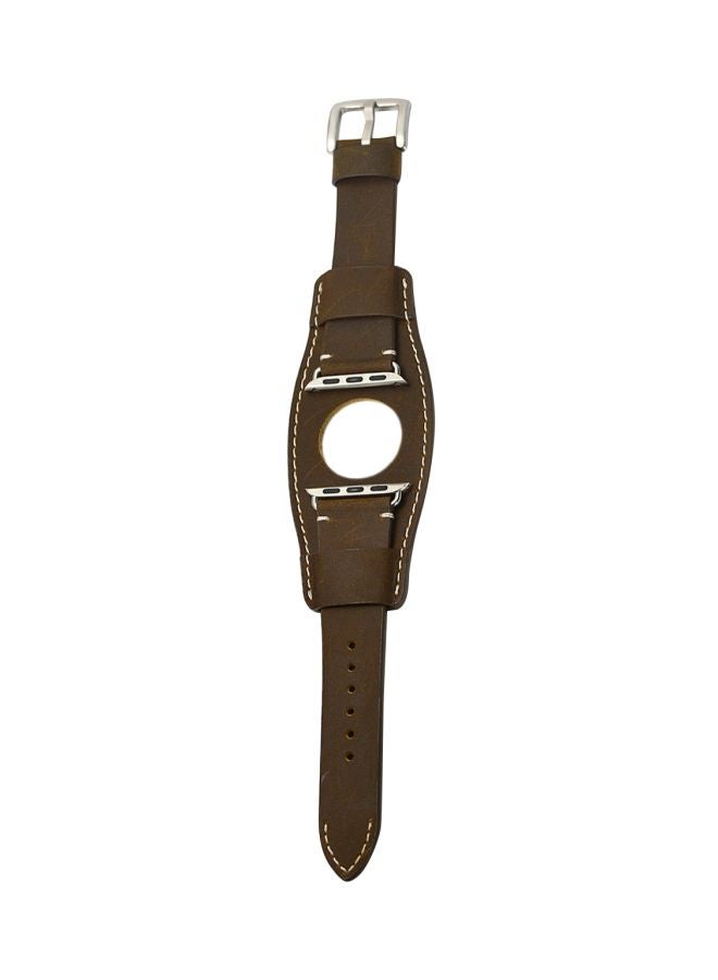 Perfii - Replacement Band For Apple Watch Series 5/4/3/2/1 44/42 mm Rough Brown - Image 1