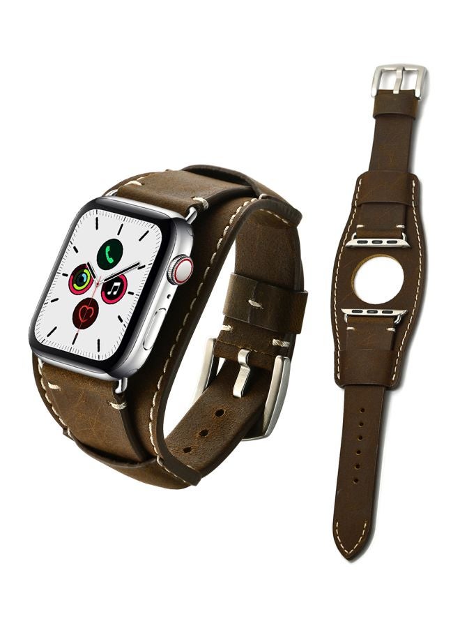 Perfii - Replacement Band For Apple Watch Series 5/4/3/2/1 44/42 mm Rough Brown - Image 1